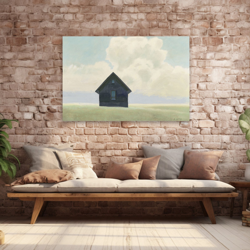 Architecture et paysage solitaire bleu I Art, H 40 po x l 60 po