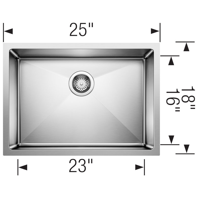 Évier de cuisine en acier inoxydable Quatrus L 25 po x l 18 po