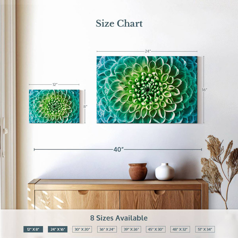 Fleur de dahlia turquoise Harnek, H 16 po x l 24 po