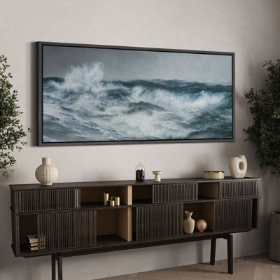 Coastal Beach " Tempestuous Rough Ocean Wves Seascape Nautical Modern Art Decor Warm Extra Large Pictures "