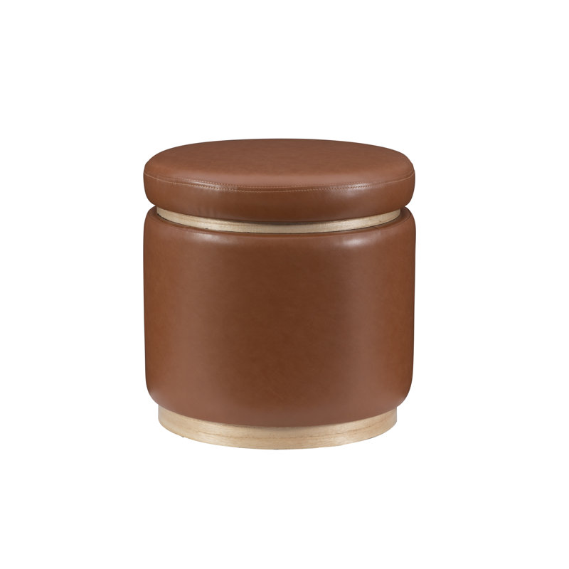 Addilynne Faux Leather Ottoman, Caramel