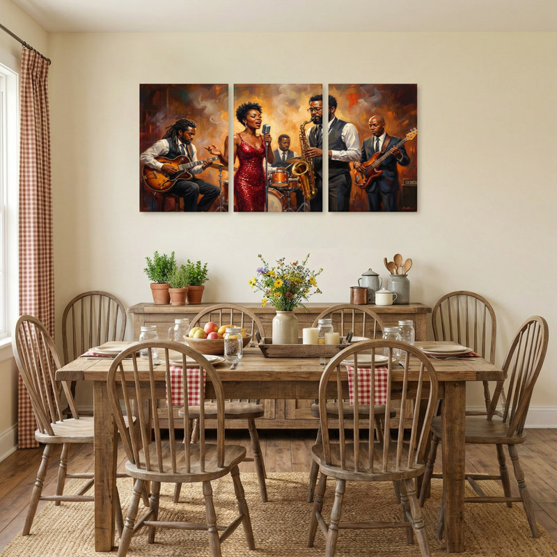 «Abstract Jazz Band», ensemble de 3 reproductions d'art sur toile, 30” H x 60” W