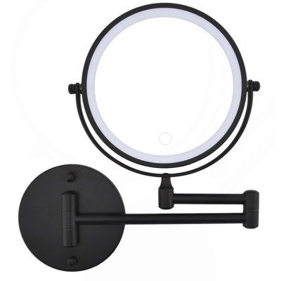 Rechargeable 360° Rotation Extension Wall Mounted Makeup Mirror 8" Magnifying Mirror With Lights Double-Sided 1X/10 & Round Base