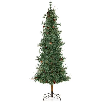 8 FT Artificial Christmas Tree with 702 Branch Tips, 36 Pine Cones & 400 LED Lights