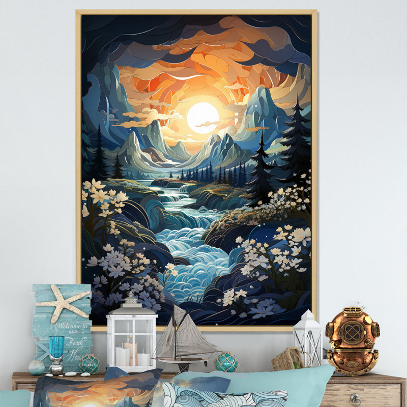 Reproduction d'art sur toile «Orangeberg sarcelle» par Ansel Adams, H 32 po x l 16 po x P 1 po, Cadre naturel flottant