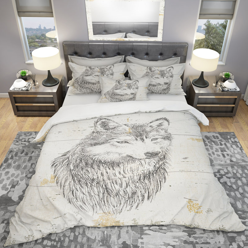 Ensemble de housse de couette Wolf Wild and Beautiful III, Housse simple + 1 taie décorative