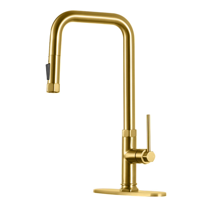 ABTIABGY Pull Down Kitchen Faucet, Brushed Gold