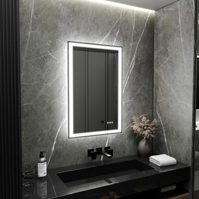 24" W x 36" H Rectangular Frameless LED Bathroom Vanity Mirror, Anti-Fog, Dimmable, Backlit & Front-Lit Wall Mirror