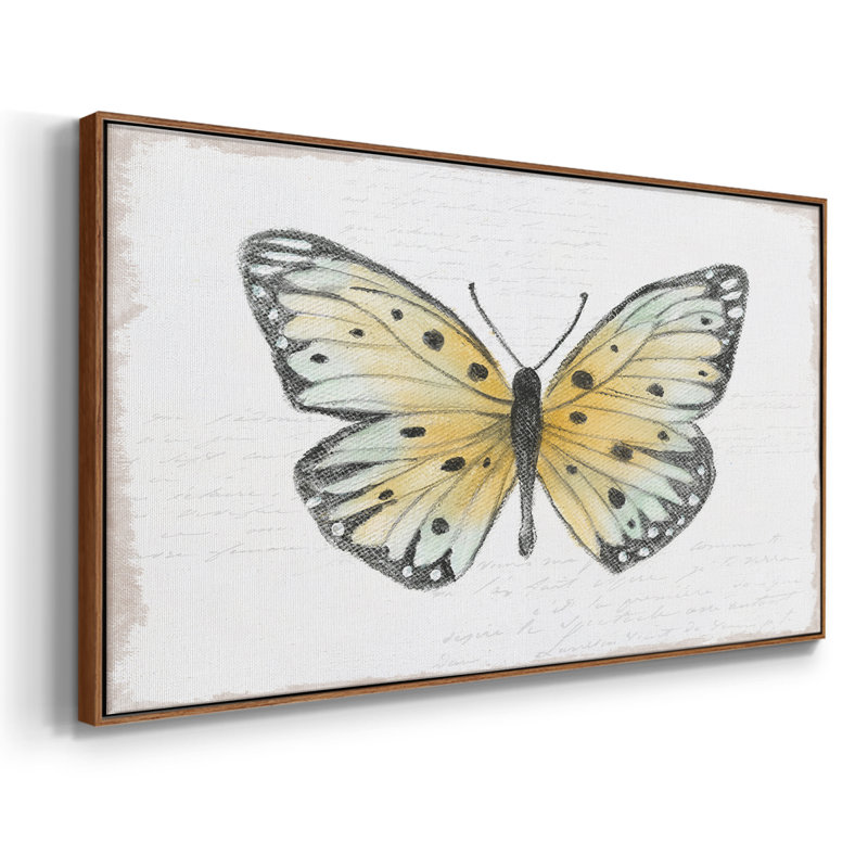 «Vintage Flutter I», toile tendue avec châssis encadré, prête à être accrochée, Noyer, H 17 po x l 33 po