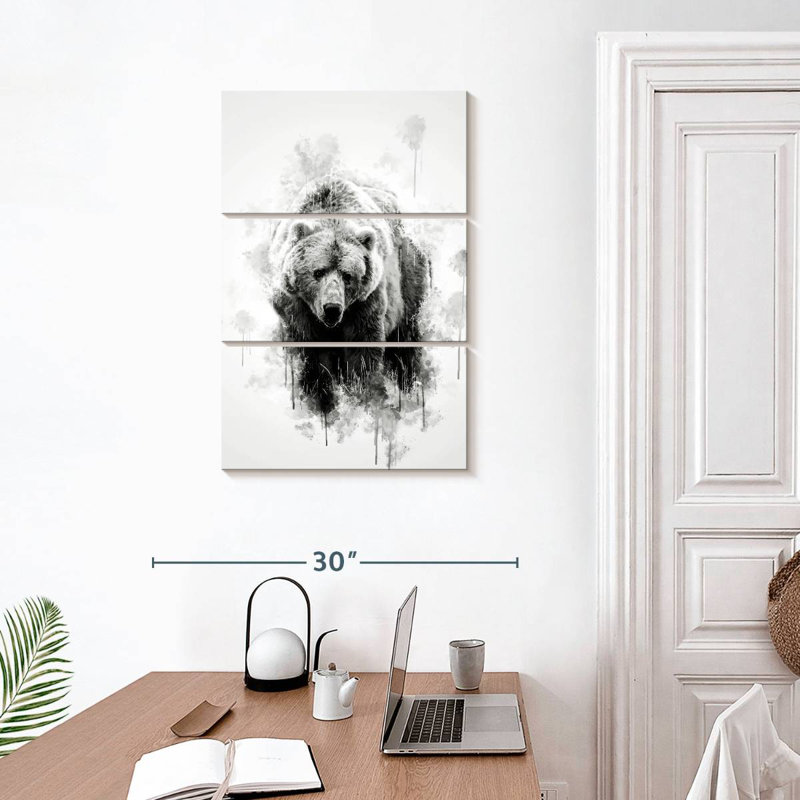 Ours brun Brampt noir et blanc, H 32 po x l 20 po