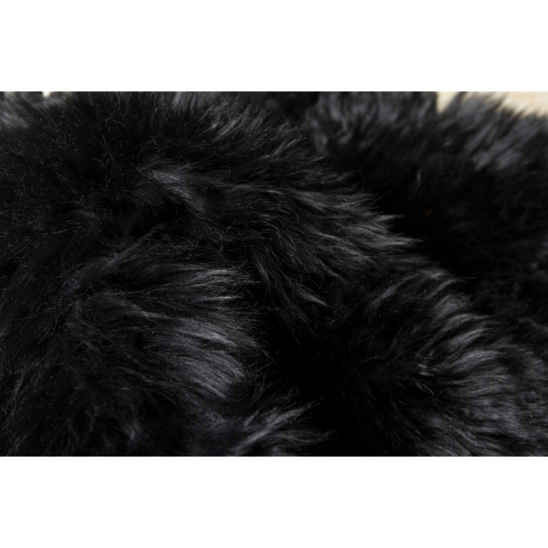 Tapis noir naturel rectangulaire en peau de mouton, Rectangulaire 3 pi x 5 pi