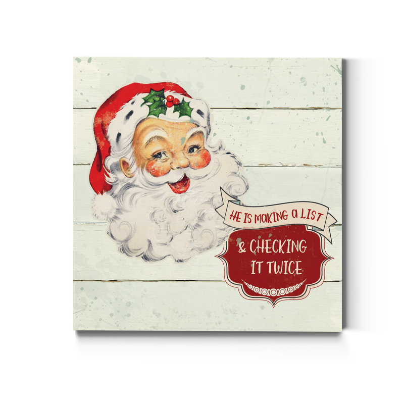 Père Noël - reproduction sur toile tendue, H 16 po x l 16 po x P 1 po