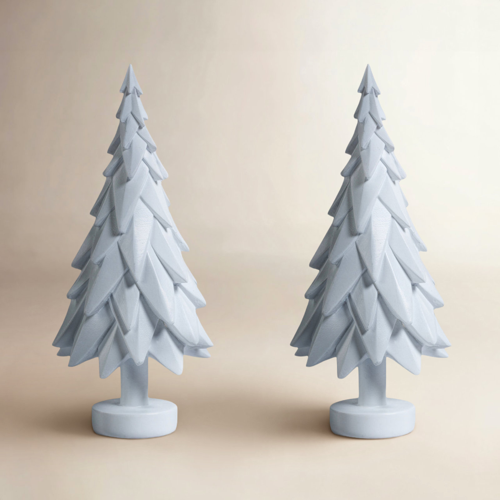 '6.75" Tall Decorative Spruce Trees, Set of 2, White