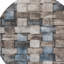 Tapis intérieur lavable rayé rond 8 'taupe et bleu denim