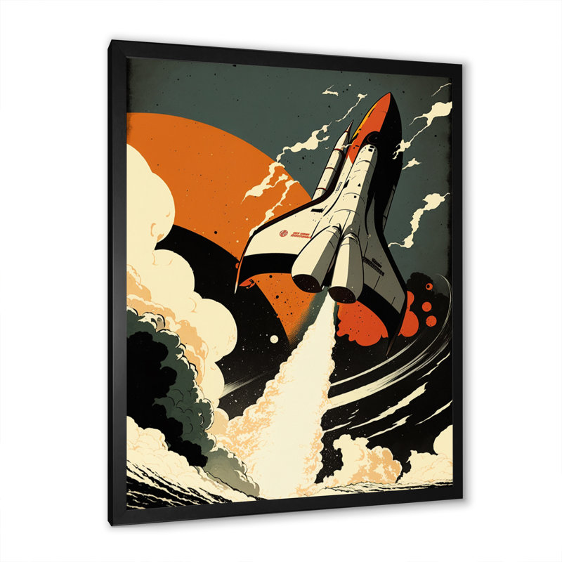 " Space Shuttle ", Black Picture Framed, 12" W x 20" H
