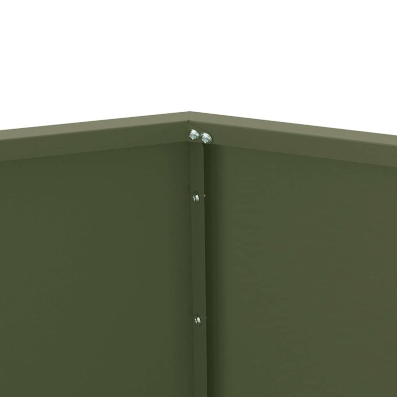 Planter 2 Pcs Steel, 40cm H x 50cm W x 50cm D, Olive Green