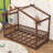 Akeiba Wood Bed House Bed Frame with Fence, for Kids, Teens-1095186118-1095186116