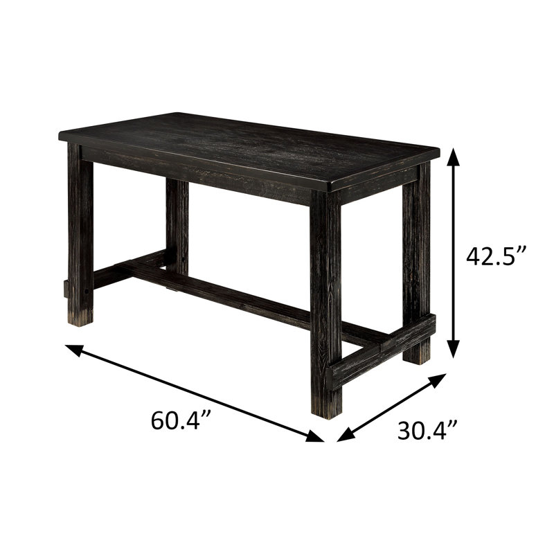 Table de bar l 60,4 po, noir antique, Noir