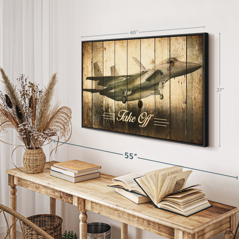Rustic Military Jet Canvas Print, 27" H x 40" W