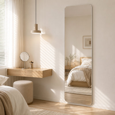Miroir pleine grandeur 60 po x 15 po - Miroir de coin mural sans cadre pour chambre à coucher, salon et vestiaire