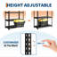 Matte Black Heavy Duty 5 Tier Adjustable Steel Storage Rack, Metal Utility Shelf for Garage Kitchen Pantry Warehouse