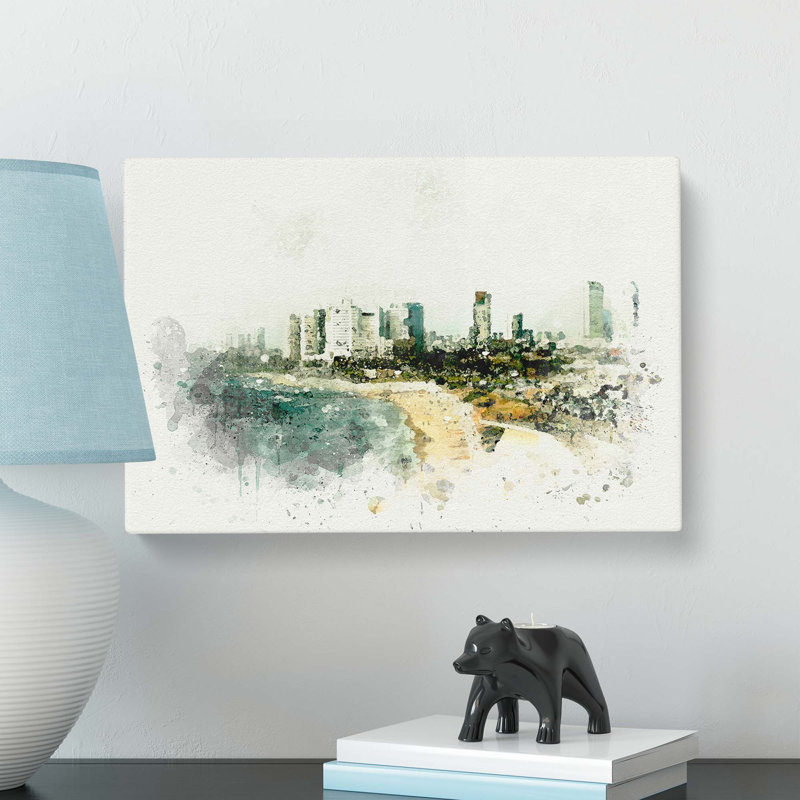 Tel Aviv Israel Skyline In Abstract - Wrapped Canvas, 50cm H x 76cm W x 3cm D