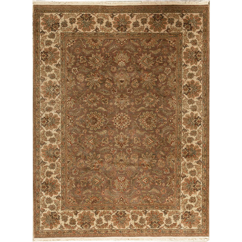 Tapis ivoire et chameau noué à la main de haute qualité