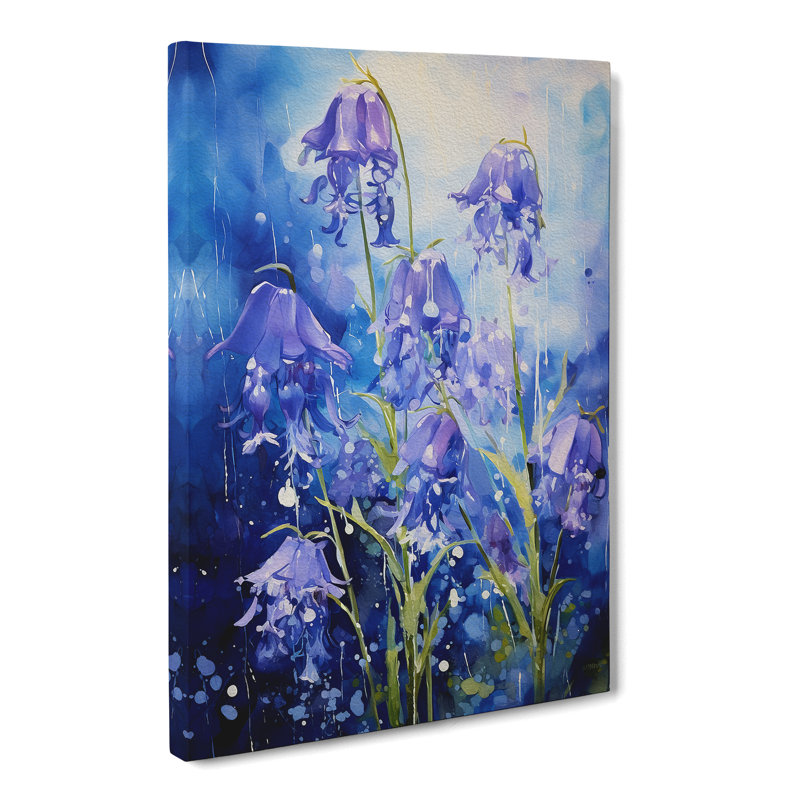 Bluebell Flower Action Painting - Wrapped Canvas, 50cm H x 35cm W x 3cm D