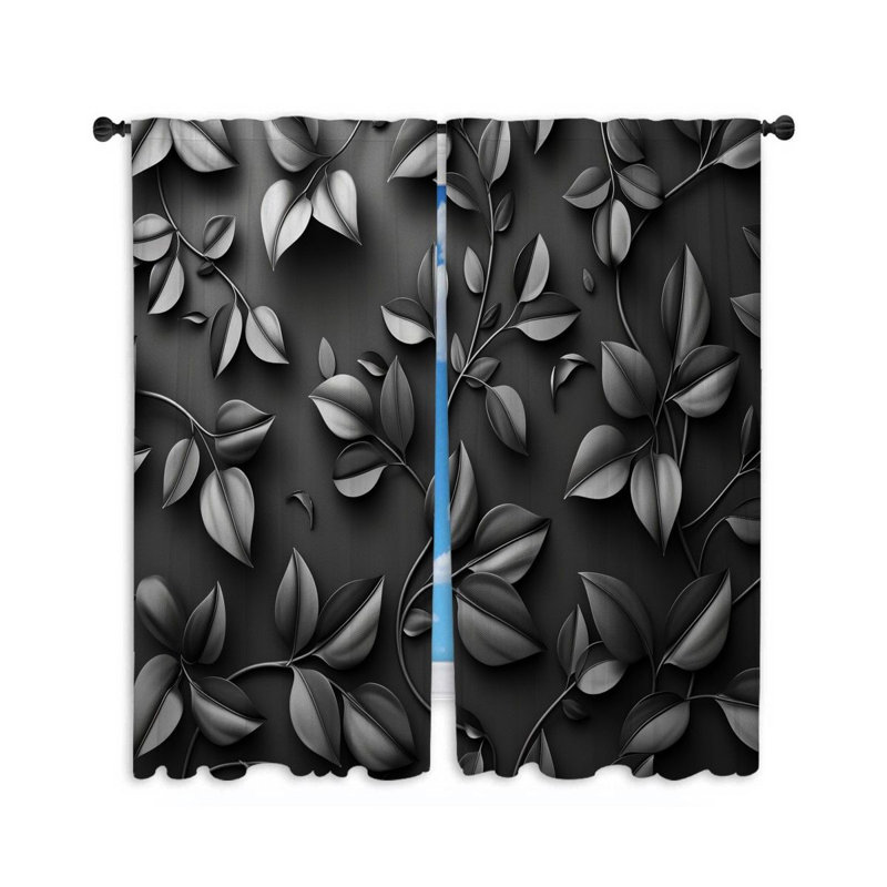 Rideaux de fenêtre monochromes aux teintes grises - 2 panneaux, L 56 po x L 80 po