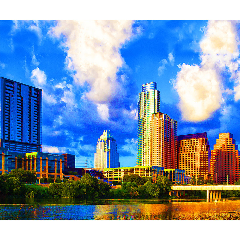 Austin Skyline, Austin Texas - reproduction de photo sur toile tendue, H 20 po x l 24 po x P 1,5 po