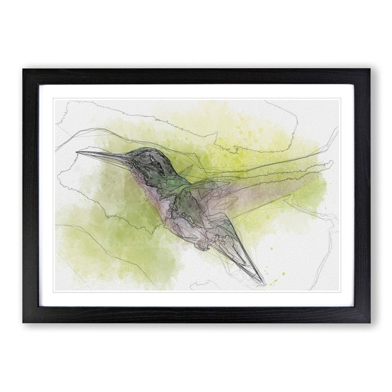 Hummingbird in Costa Rica in Abstract - Framed Print, 50cm H x 76cm W x 2cm D, Black
