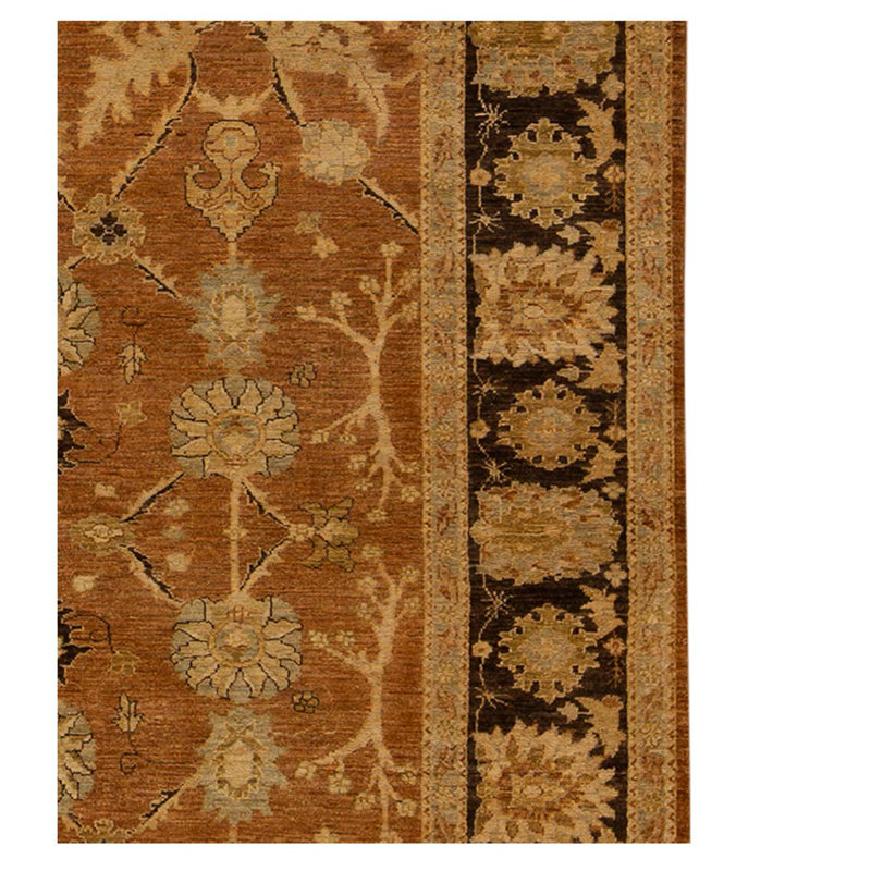 Wool Oriental Area Rug in Brown/Rust/Black