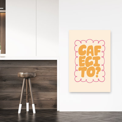 Cafecito Coffee Invitation Playful Retro Contemporary Architecture Wall Art Print 1 Piece Wrapped Canvas Wall Art