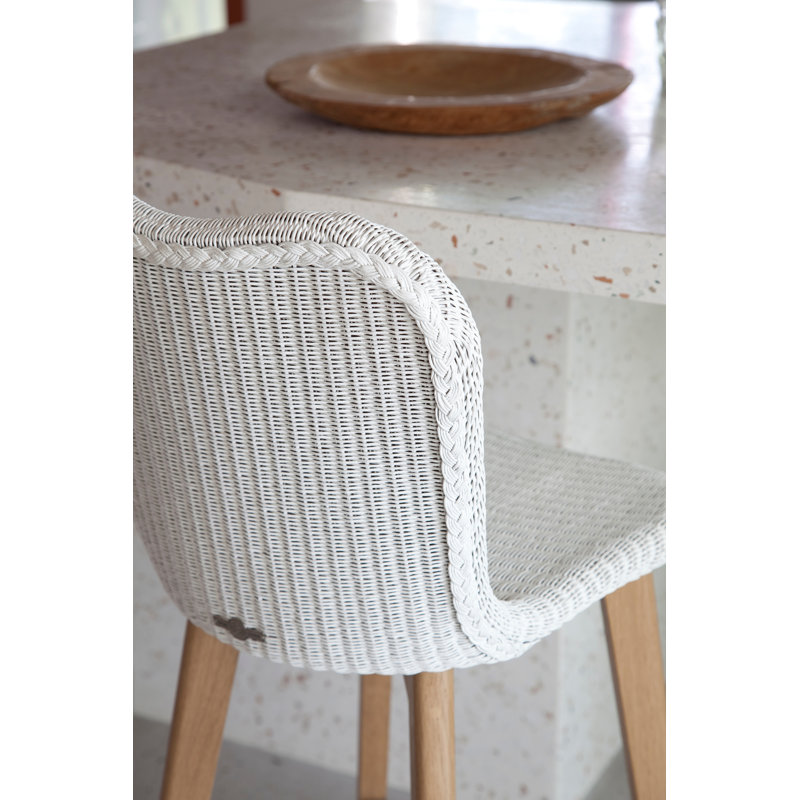 Lily Stool with Solid Wood Frame, White