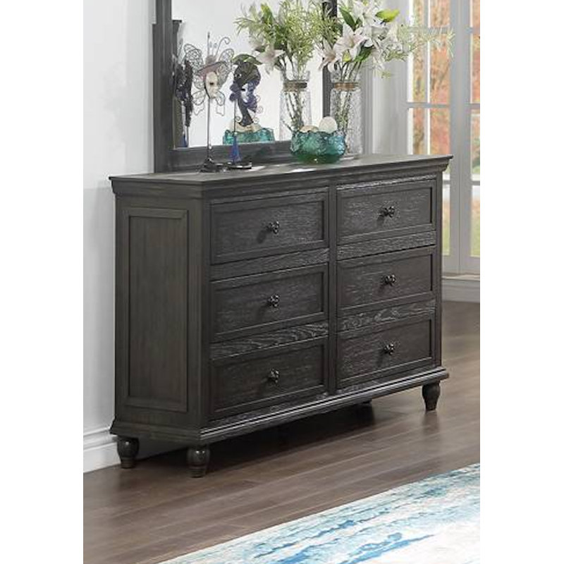 Commode double 6 tiroirs Abdul-Lateef, Gris anthracite