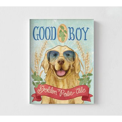 «Good Boy Golden Retriever», impression d'affiche, décor de bière Inspo, art mural pour animaux de compagnie, bar à bière