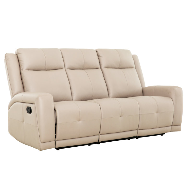 Steeves 78 in. Reclining Condo Sofa in Beige