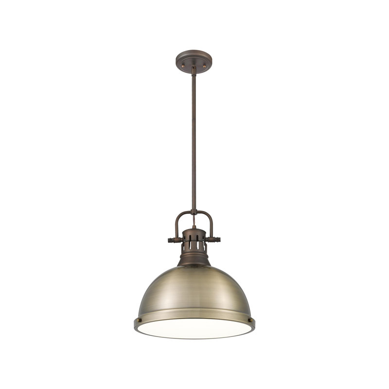 Petit luminaire suspendu avec tige Aljona, H 14,625 po x l 14 po x P 14 po, Doré, Bronze huilé