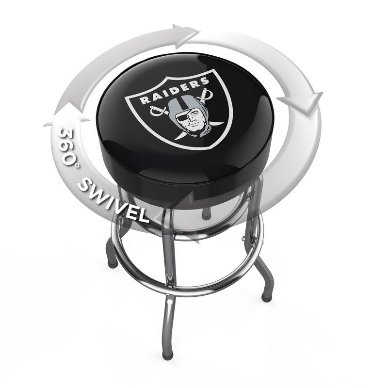 Commercial Grade Chrome Swivel Bar Stool with Vibrant Team Colors  , Las Vegas Raiders