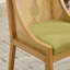Chaises de salle à manger en rotin, structure en bois massif avec accoudoirs décoratifs, siège rembourré en lin, chaises d'appoint de style rustique en bois pour la cuisine, la salle à manger, le salon, finition naturelle, vert olive, paquet simple