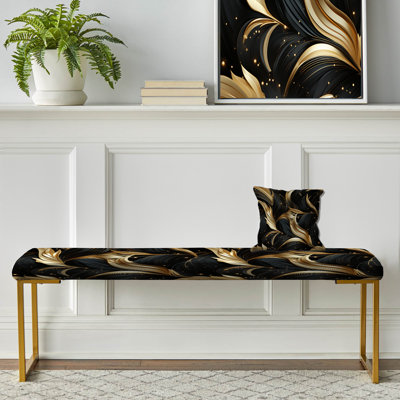 Banc revêtu de marbre doré Midnight Charm Gold and Black III