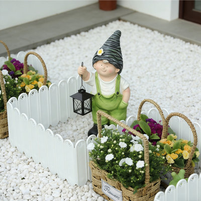 White Plastic Garden Border Fencing 15 x 20 cm Decorative Outdoor Garden Fence Panels 5 Pack