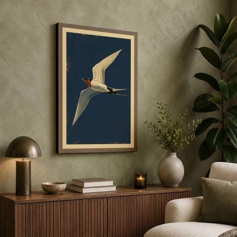 Tern in Flight Coastal - Wrapped Canvas, 24x16 - 61.0 x 40.6 cm, Sage Border