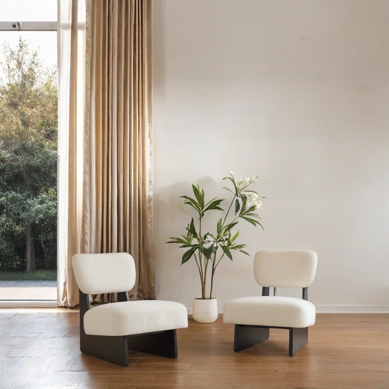 Ensemble de 2 chaises longues rembourrées , Noir, Blanc