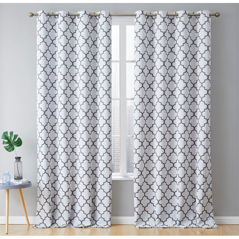Alexuis Blackout Curtain Pair, Platinum White/Gray, 52" W x 108" L
