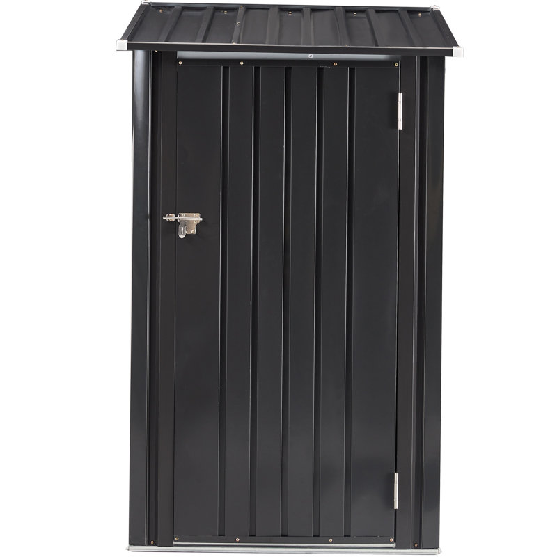 Remise de rangement carrée en métal compacte 3 pi x 3 pi avec porte verrouillable simple, noir