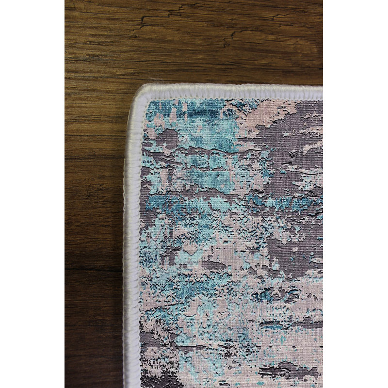 Stylish Hall Carpet (3.3 x 4.9 Feet), Purple, 100% Polyester, 22.9 oz/sq yd | Antibacterial, Eco-Friendly, Non-Slip PVC Dot Underside | Machine Washable, 0.16 in Pile Height | Perfect for Home Entryways & Living Spaces