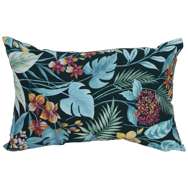 Rectangular Outdoor Lumbar Pillow, Carena Teal