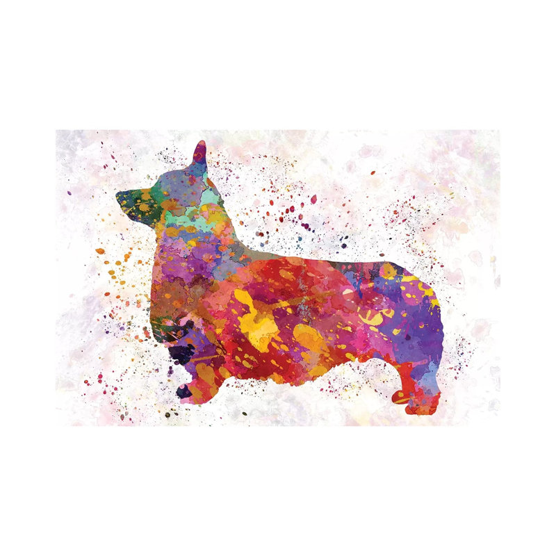 Pembroke Welsh Corgi In Watercolour by Paul Rommer - Wrapped Canvas Painting, 66.04 cm H x 45.72 cm W
