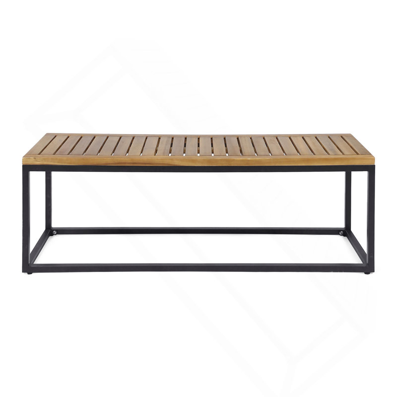 Banc industriel en bois et métal, Brun